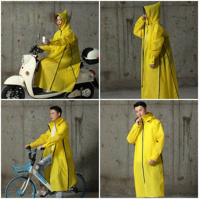 2019 Hot Sale EVA Raincoat Women/Men Zipper Hooded Poncho Motorcycle Rainwear Long Style Hiking Poncho Environmental Rain Jacket windfallheights