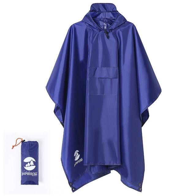 Hooded Rain Poncho Waterproof Raincoat Jacket for Men Women Adults windfallheights