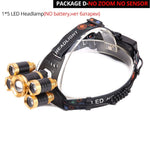 Powerful LED Headlight headlamp 5LED T6 Head Lamp Best For Camping, fishing windfallheights