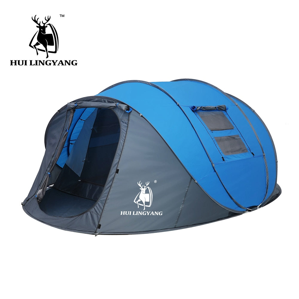 HUI LINGYANG Throw pop up tent 4-6 Person outdoor automatic tents Double Layers large family Tent waterproof camping hiking tent windfallheights