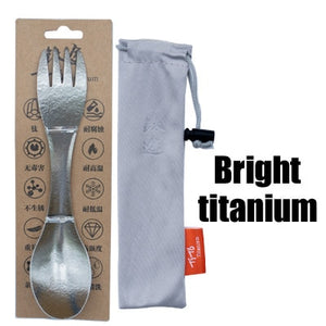 TiTo Outdoor Camping Picnic titanium Spoon Tableware titanium alloy Fork Ultralight pure titanium Spork windfallheights