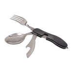 Portable Picnic camp spoon fold Spork fork flatware tableware knife cutlery Bottle can opener multitool multi tool utensil windfallheights