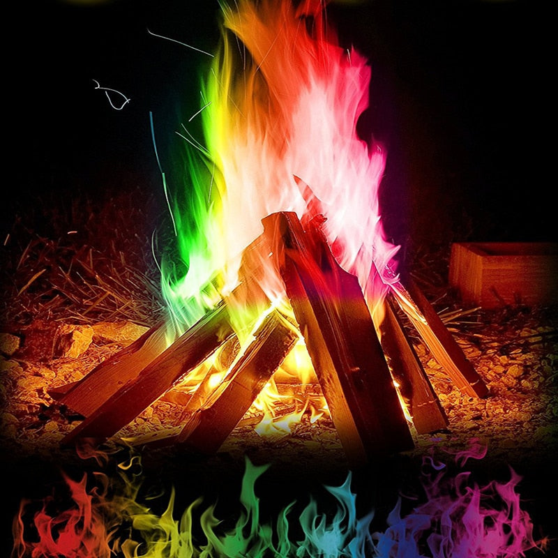 10g/15g/25g Magic Fire Colorful Flames Powder Bonfire Sachets Pyrotechnics Magic Trick Outdoor Camping Hiking Survival Tools windfallheights