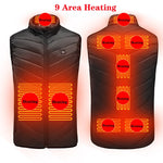 New 9 Places Heated Vest Men Women Usb Heated Jacket Heating Vest Thermal Clothing Hunting Vest Winter Heating Jacket Black S-6XL windfallheights